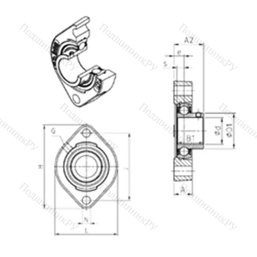 Подшипниковый узел шариковый радиальный USFD 202