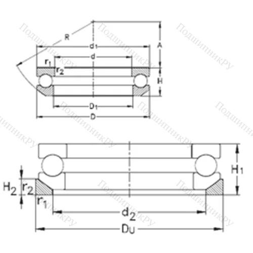 Подшипник шариковый упорный 53406+U 406