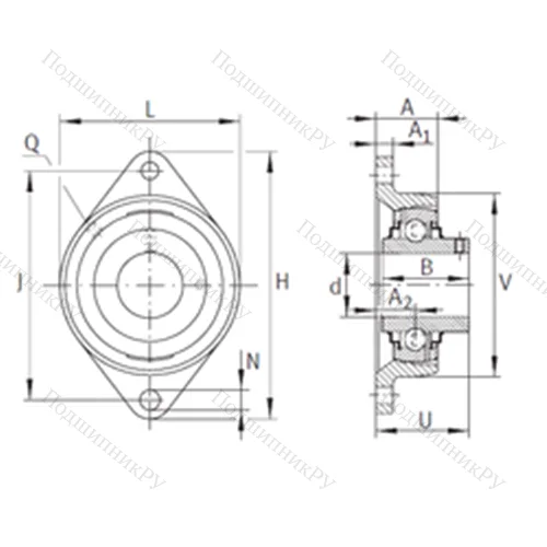 Подшипниковый узел шариковый радиальный RCJTY 2