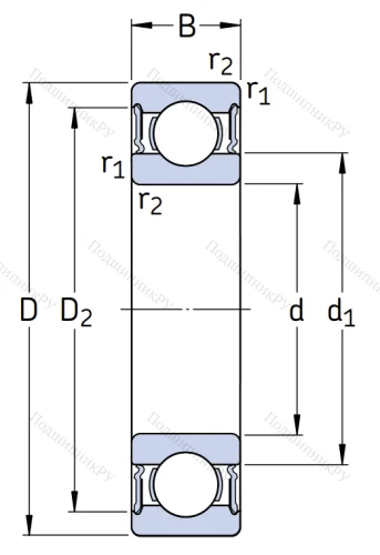 Однорядный шариковый подшипник 630/8 2RS 1 от производителя  SKF Однорядный шариковый подшипник 630/8 2RS 1 от производителя  SKF