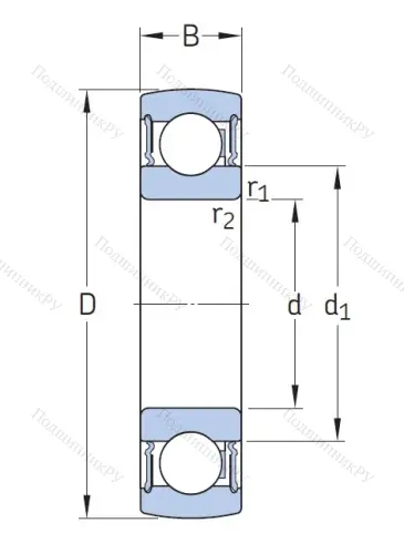 Однорядный шариковый подшипник 1726208-2RS 1 от производителя  SKF