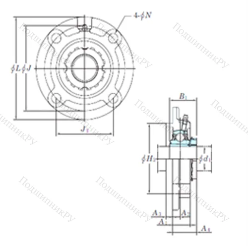 Подшипниковый узел шариковый радиальный UKFC 212