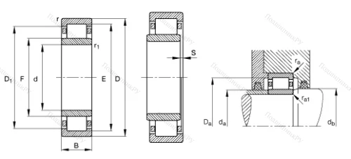 Роликовый цилиндрический подшипник NU 230 EM 1C 3