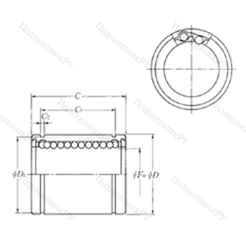 Подшипник шариковый линейный KLM 08-1LL