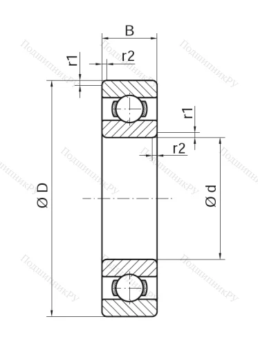Однорядный шариковый подшипник 62206 2RS (FERSA) от производителя  FERSA