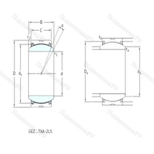 Подшипник скольжения сферический GEZ 308TXE-2LS от производителя  SKF