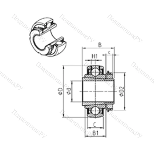 Подшипник шариковый радиальный UK 209+H от производителя  SNR
