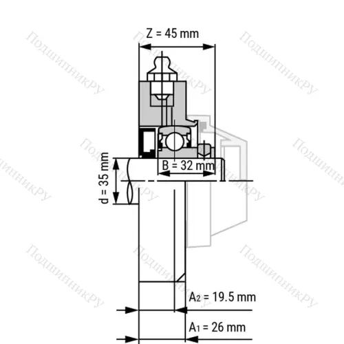 Подшипниковый узел WP-SSBF 207 - Вал: 35 мм от производителя  LPZ