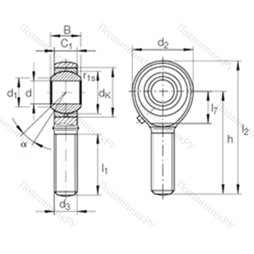 Подшипник скольжения сферический GAKFR 25 PB