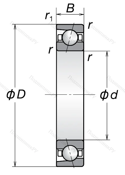 Однорядный шариковый подшипник 7202 AW от производителя  NSK