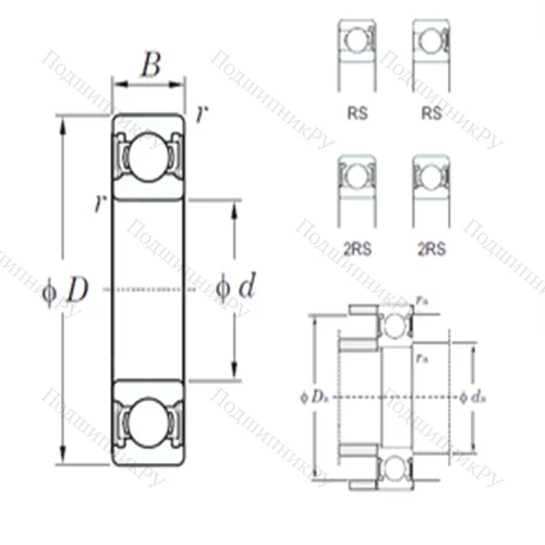 Подшипник шариковый радиальный 6908-2RS от производителя  KOYO Подшипник шариковый радиальный 6908-2RS от производителя  KOYO