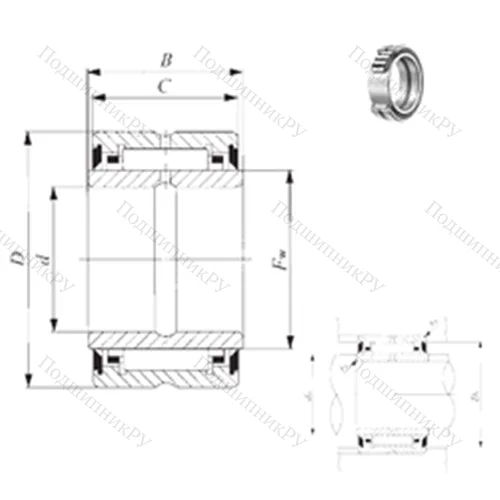 Подшипник игольчатый радиальный BRI 527632 UU
