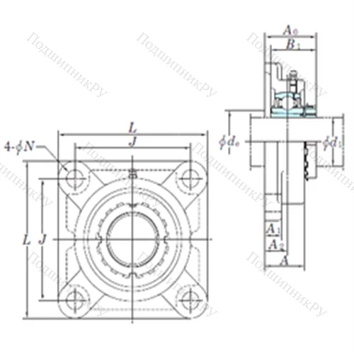 Подшипниковый узел шариковый радиальный UKF 216 от производителя  KOYO