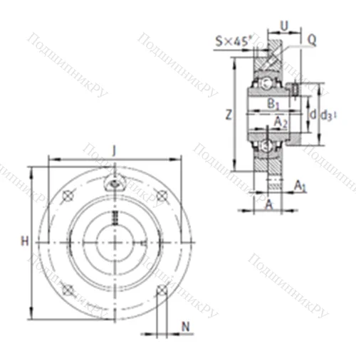Подшипниковый узел шариковый радиальный RMEO 60