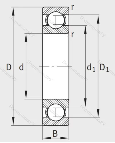 Однорядный шариковый подшипник 16022 от производителя  FAG