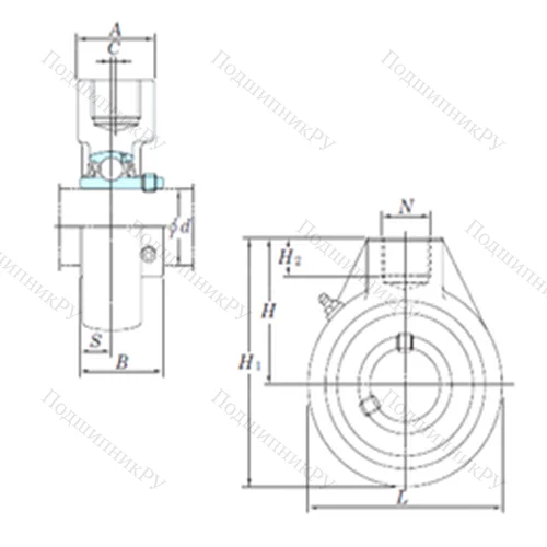 Подшипниковый узел шариковый радиальный UCHA 210-32