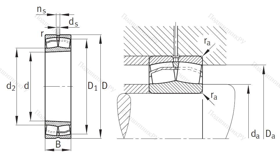 Сферический роликовый подшипник с конической посадкой на вал 30-1153509 АН (22209 CKW 33C 3)