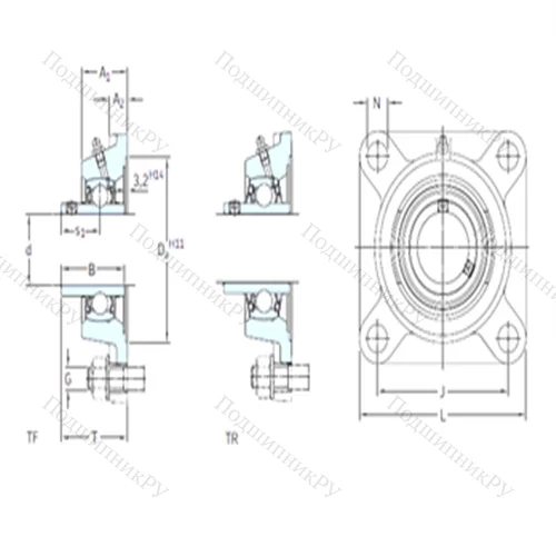 Подшипниковый узел шариковый радиальный FYJ 2. TF
