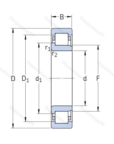 Роликовый цилиндрический подшипник NJ 2207 ECP от производителя  SKF Роликовый цилиндрический подшипник NJ 2207 ECP от производителя  SKF