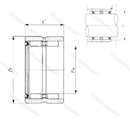 Подшипник игольчатый радиальный GBR 445628 U