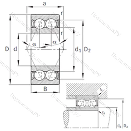 Подшипник шариковый радиально-упорный 3309-B-2RSR-TVH