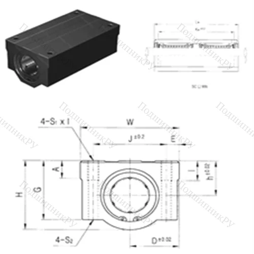 Подшипник шариковый линейный SCE 40W-B от производителя  Samick