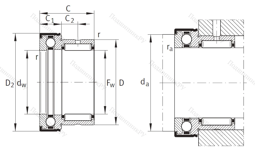 Комбинированный подшипник NKX 17 Z XL