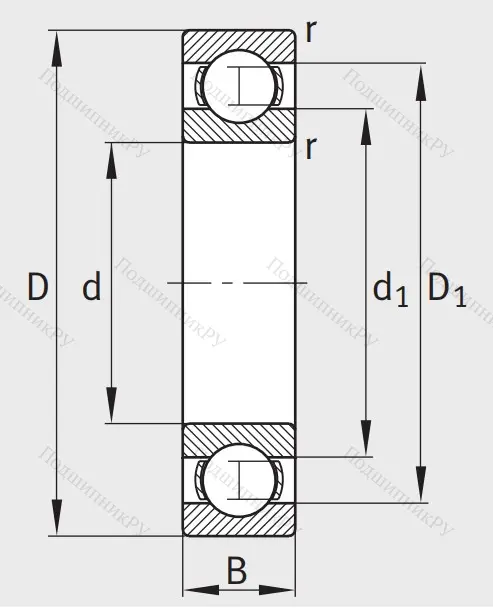 Однорядный шариковый подшипник 6222 C 3