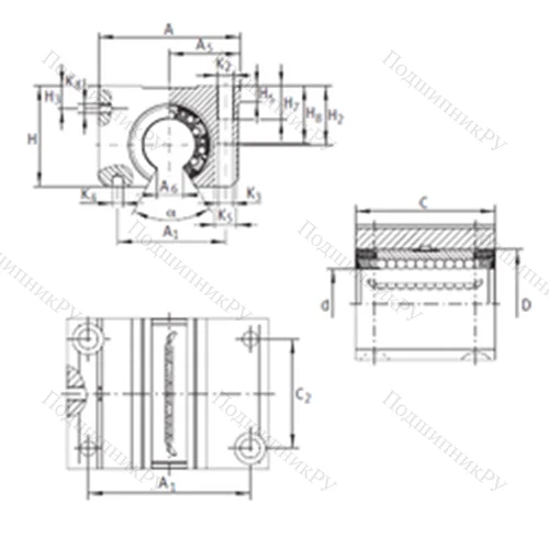 Подшипник шариковый линейный KGNO 20 C-PP-AS от производителя  INA