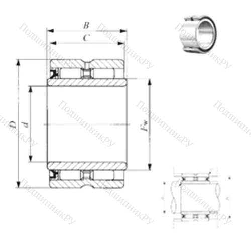 Подшипник игольчатый радиальный GBRI 102216 U