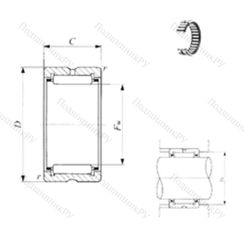 Подшипник игольчатый радиальный TAF 708525 от производителя  IKO