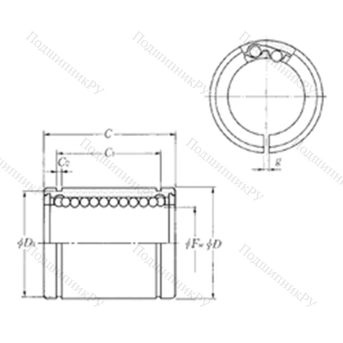 Подшипник шариковый линейный KLM 30SLL
