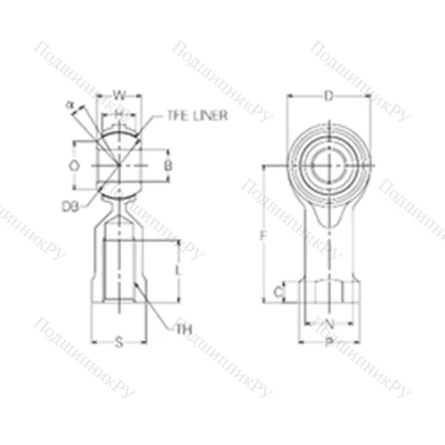 Подшипник скольжения сферический RBT 20 от производителя  NMB Подшипник скольжения сферический RBT 20 от производителя  NMB