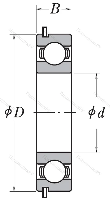 Однорядный шариковый подшипник 6000 ZZ 2NR