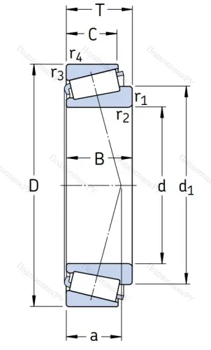 Конический роликовый подшипник 32022 X от производителя  SKF Конический роликовый подшипник 32022 X от производителя  SKF