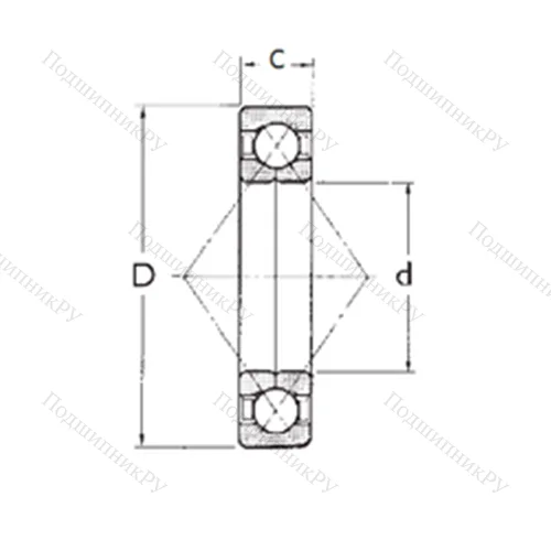 Подшипник шариковый радиально-упорный с четырёхточечным QJ 308