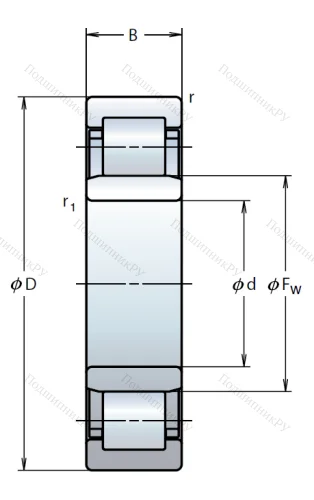 Роликовый цилиндрический подшипник NU 316 W от производителя  NSK