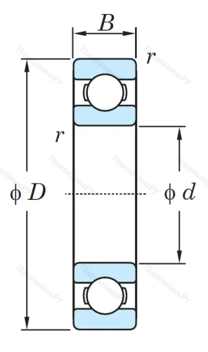 Однорядный шариковый подшипник 16007 от производителя  KOYO