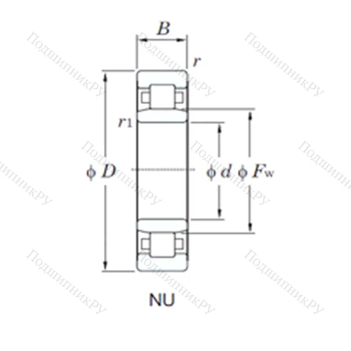 Подшипник роликовый радиальный NU 3252 от производителя  KOYO Подшипник роликовый радиальный NU 3252 от производителя  KOYO