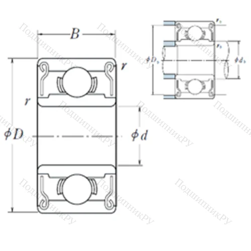 Подшипник шариковый радиальный 624 ZZ от производителя  NSK Подшипник шариковый радиальный 624 ZZ от производителя  NSK