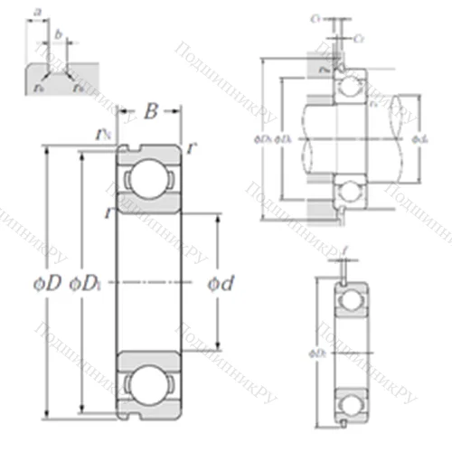 Подшипник шариковый радиальный 6916NR от производителя  NTN Подшипник шариковый радиальный 6916NR от производителя  NTN