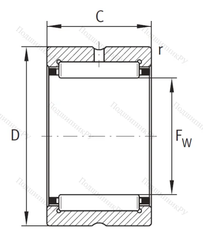 Игольчатый подшипник NK 60/25 TV XL от производителя  INA