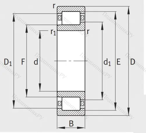 Роликовый цилиндрический подшипник NJ 309 E XL TVP 2 от производителя  FAG