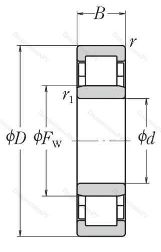 Роликовый цилиндрический подшипник NU 218 W C 3 от производителя  NSK