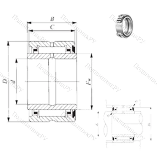 Подшипник игольчатый радиальный BRI 406028 U