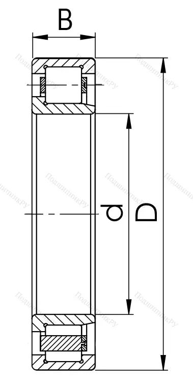 Цилиндрический роликовый подшипник 42212 КМ (NJ 212)