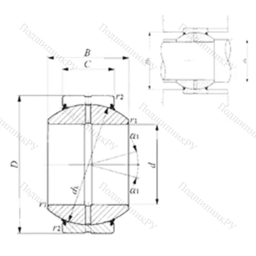 Подшипник скольжения сферический GE 280GS-2RS