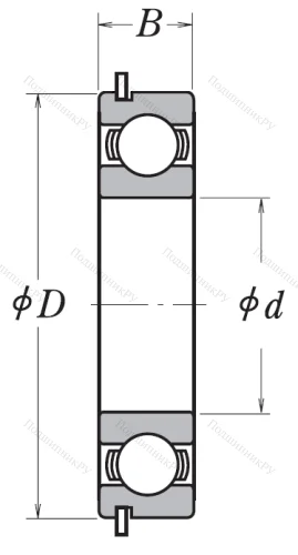 Однорядный шариковый подшипник 6007 ZZ NR от производителя  NSK