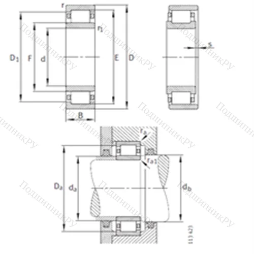 Подшипник роликовый радиальный NU 248-E-M 1
