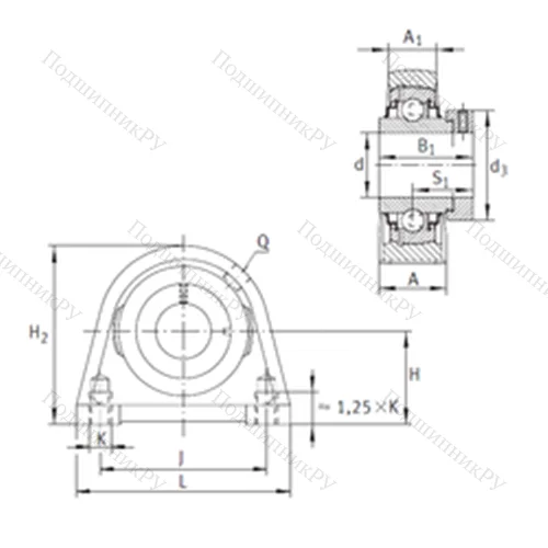 Подшипниковый узел шариковый радиальный RSHE 40-N